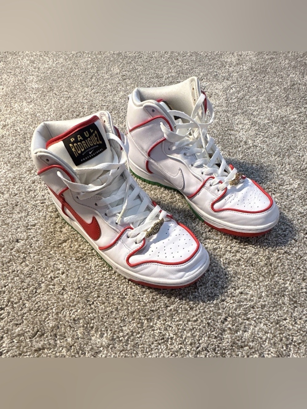 Nike SB Paul Rodriguez High-Top Sneakers White/Red/Green